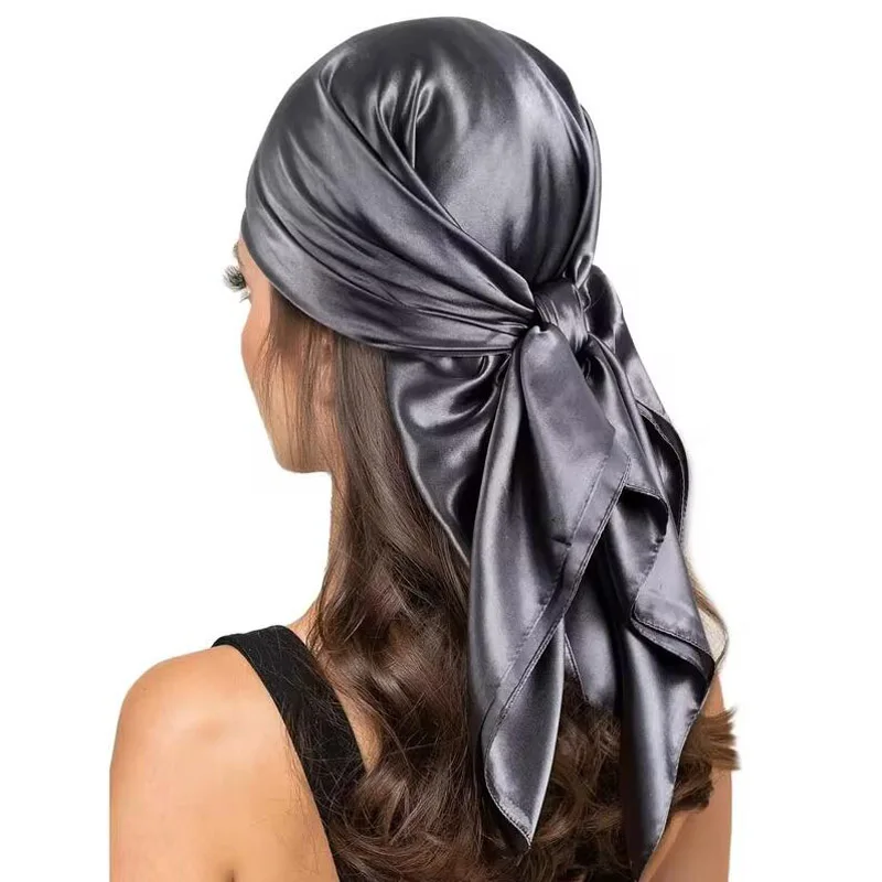 

90cm Silk Scarf Scarftop Headwraps For Woman Fashion Four Seasons Hair Accessories Hijab Foulard Bandana Femme Headscarf