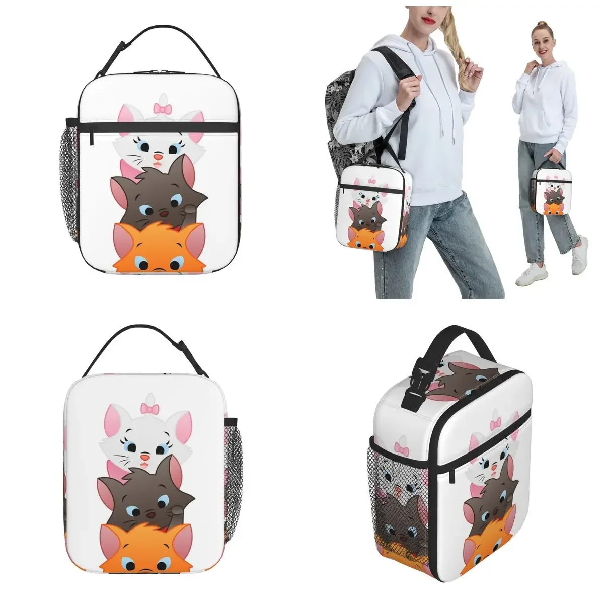 The Aristocats Marie Cat Insulated Lunch Bag Leakproof Meal Container Cooler Bag Lunch Box Tote College Outdoor Bento Pouch