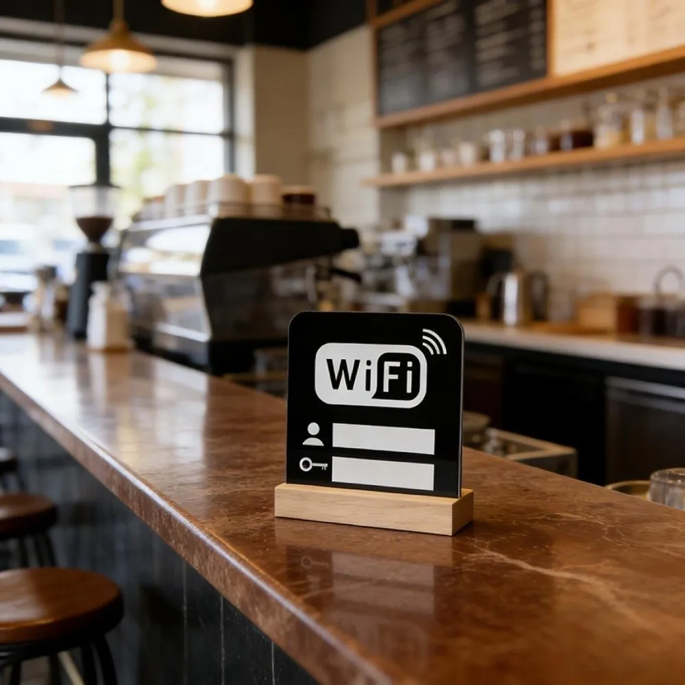 Acrylic Acrylic Mirror WiFi Sign Modern Style Freestanding Structure WiFi Sign Notice Board WiFi Password Display Sign
