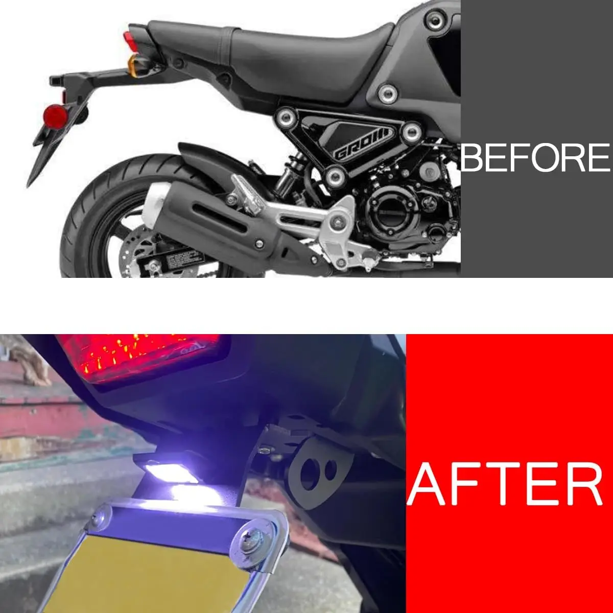 

Fender Eliminator Compatible with MSX 125 GROM 2022-2025 Rear Tail Tidy License Plate Holder LED Light Turn Signals indicator