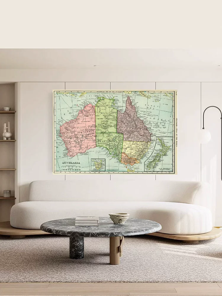 map of Australia full world globe art New Zealand Art Silk Poster Print 24x36inch