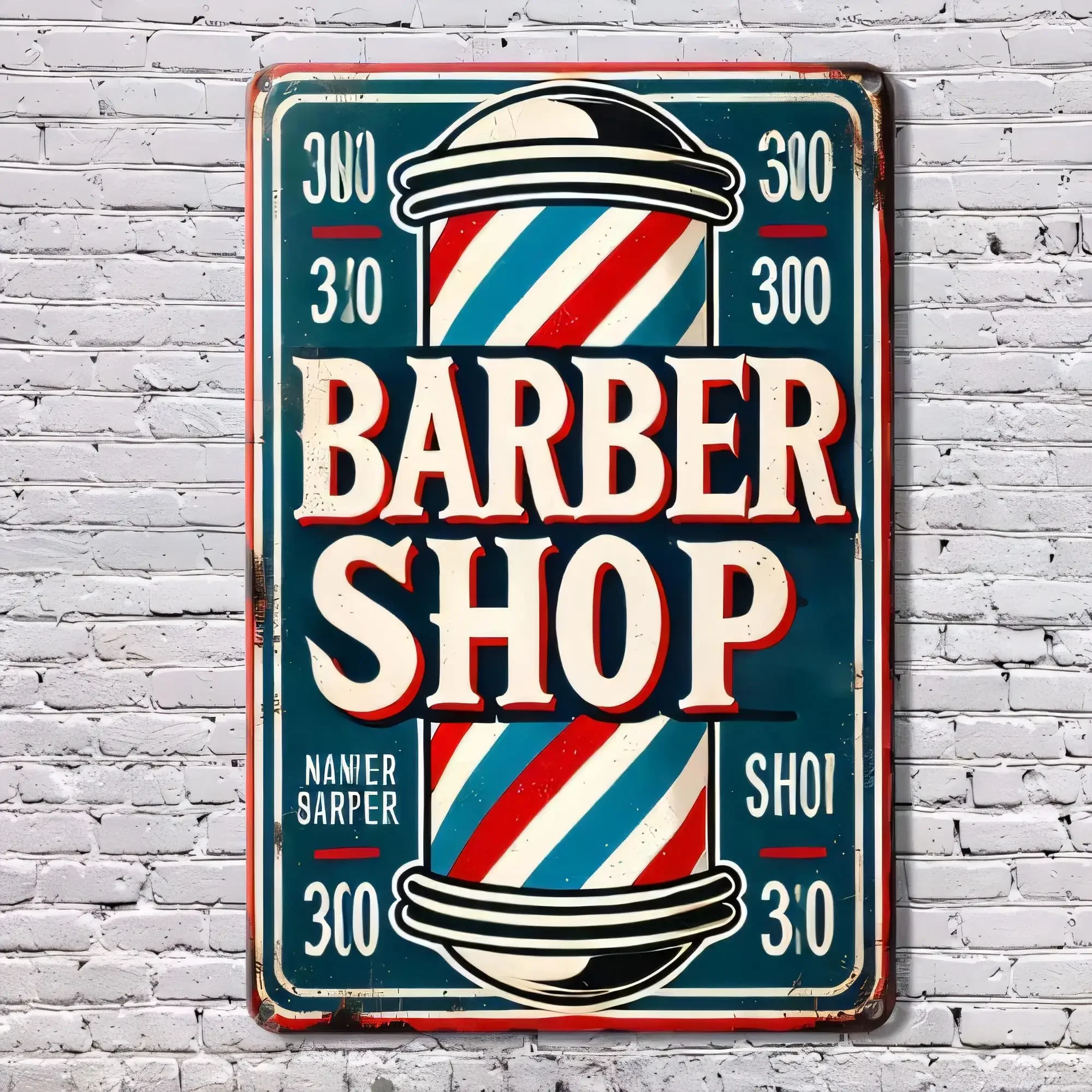 Tin Sign Barber Shop Vintage Metal Plaque 20x30 Retro Wall Decor for Barbershop Salon Man Cave Barber Flag Poster Hanging Art