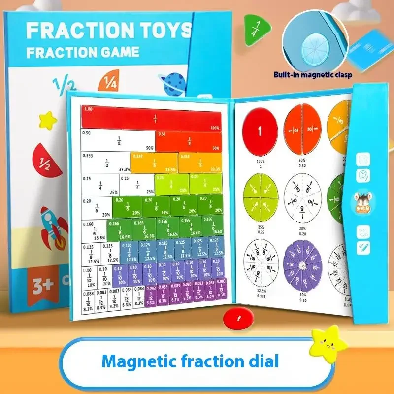 1 Set Piastrelle per frazioni magnetiche per bambini e cerchi di frazioni Manipolatori matematici per giocattoli educativi per frazioni magnetiche elementari