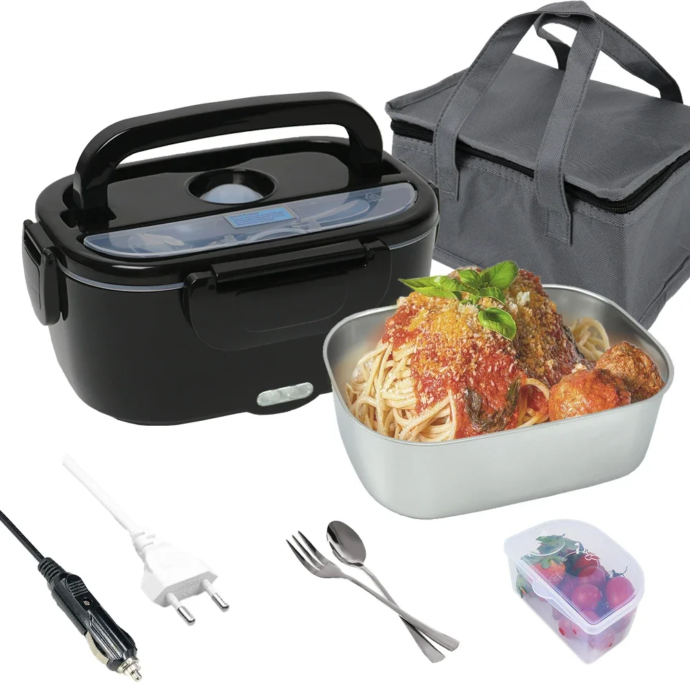 

2 In 1 Dual Use Portable Heated Electric Lunch Boxes Food Warmer Electric Lunch Box With Carrying Bag