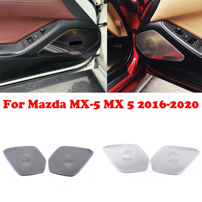 For Mazda MX-5 MX 5 RF MX5 ND 2016-2022 steel Front door Horn Hood Speaker Cover Sound Decorative Frame Sequins Car Accessories