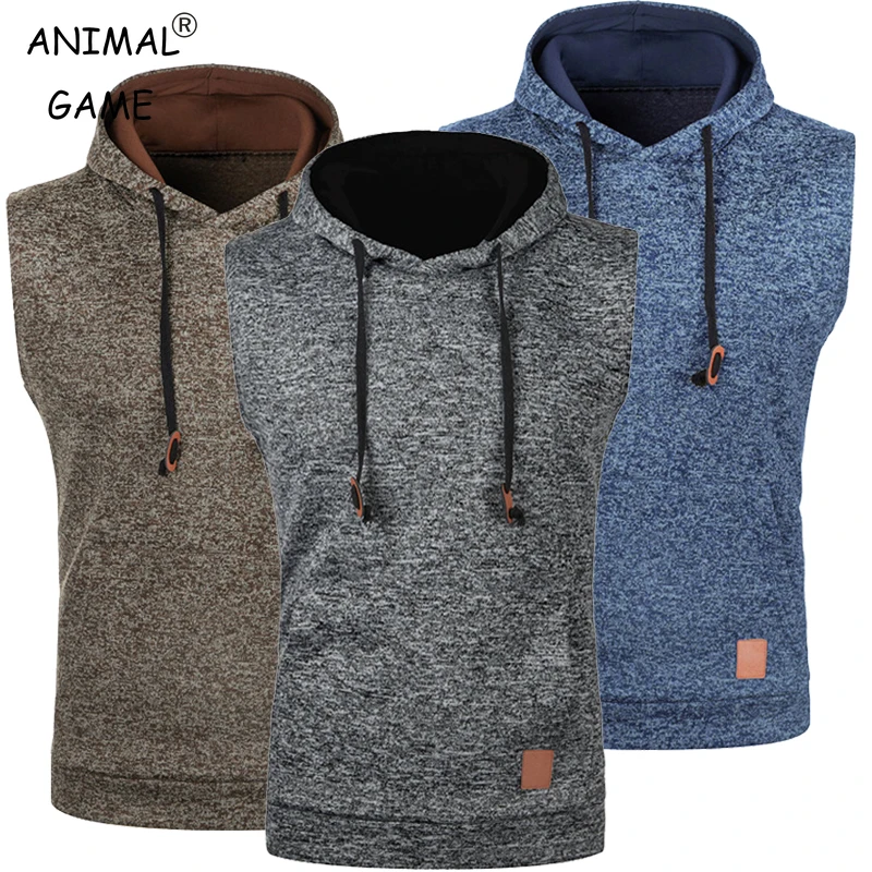 Masculino fino ajuste sem mangas leve moletom com capuz colete com capuz treino regata com capuz treino masculino