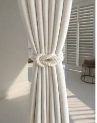 1PCS simple modern hand-woven cotton solid wood rope magnetic curtain buckle is suitable for living room bedroom home decoration