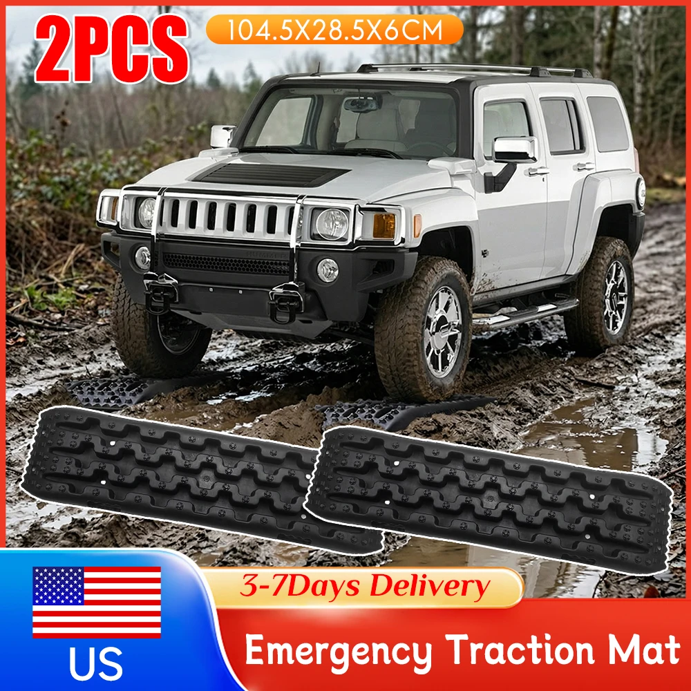 

2PCS Vehicle Traction Board Anti-Skid Emergency Escape Mat Traction Assistance Pad for Mud Sand Snow Off-Road Car Truck Supplies