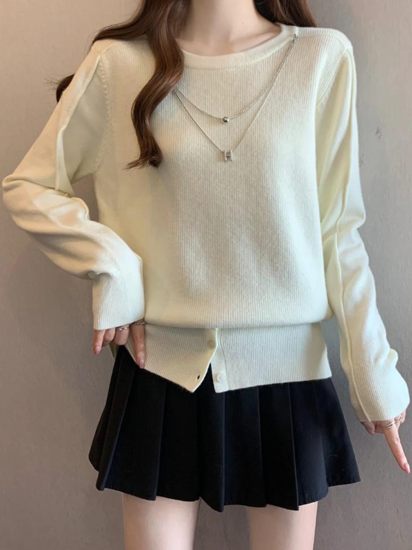 

Slimming Long Sve Knitted Base irt Women Casual Cover up Spring Autumn Winter plus Size Comfortable Breathable Commute F...