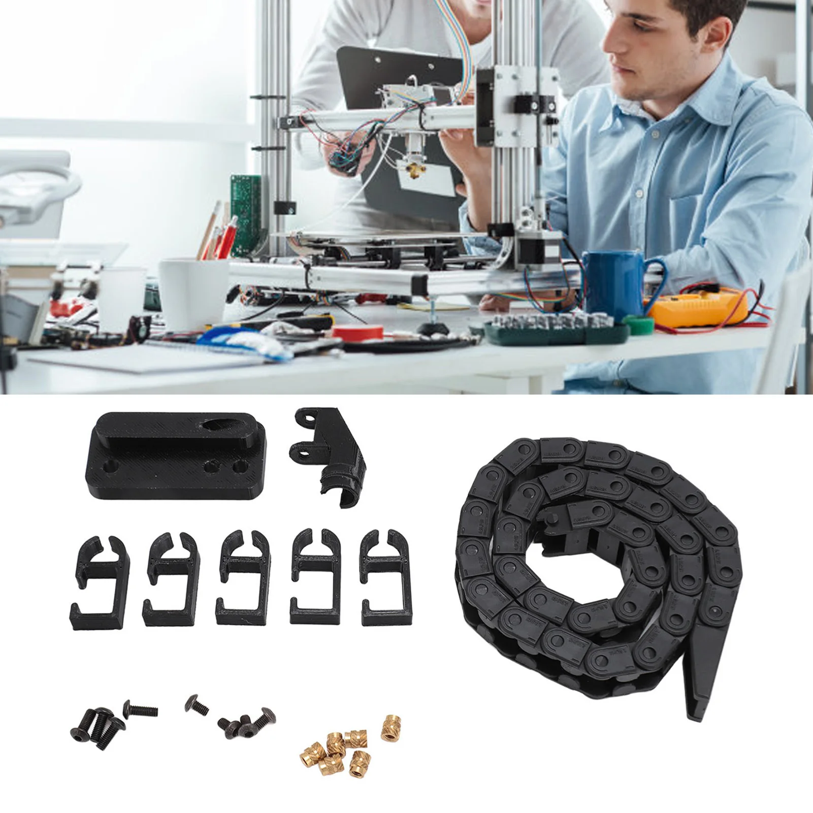 

3D Printer Drag Chain 16.9in Black ABS Flexible Low Noise Easy to Install Wire Carrier Cable for Bamboo P1P Replacement