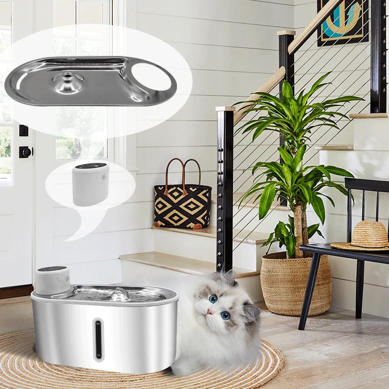 Imagem -04 - Pet Water Fountain Cat Dispenser Inteligente Grande Capacidade Ciclo Automático Recarregável sem Fio 4000ma Aço Inoxidável