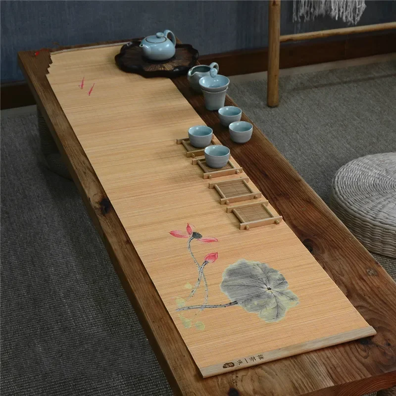 Bamboo Cup Mat Kung Fu Tea Accessories Weaving Heat Resistent Table Placemat Tableware Pad Waterproof Coffee Tea Place Mat