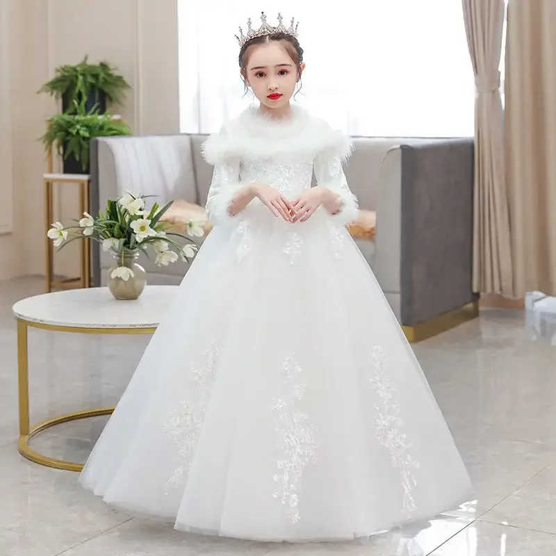 

White Star Prom Tulle Ball Gown Women Children Birthday Party Clothes Evening Dress Wedding First Communion Dress