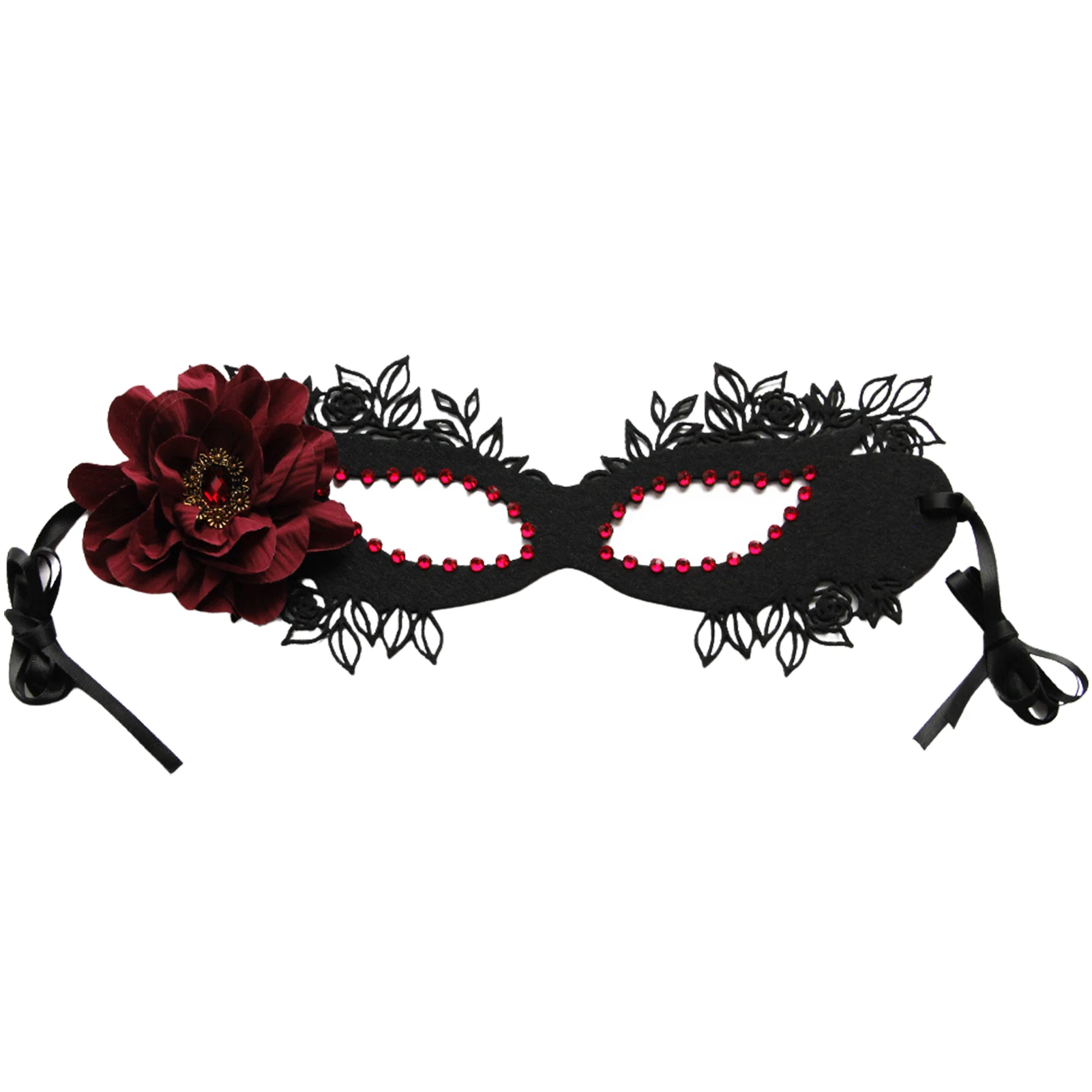 Floral Masquerade Eyemask Half Face Women Blindfold With Flower Rhinestone Party Costume Supplies Cosplay Ball Masquerade Prop