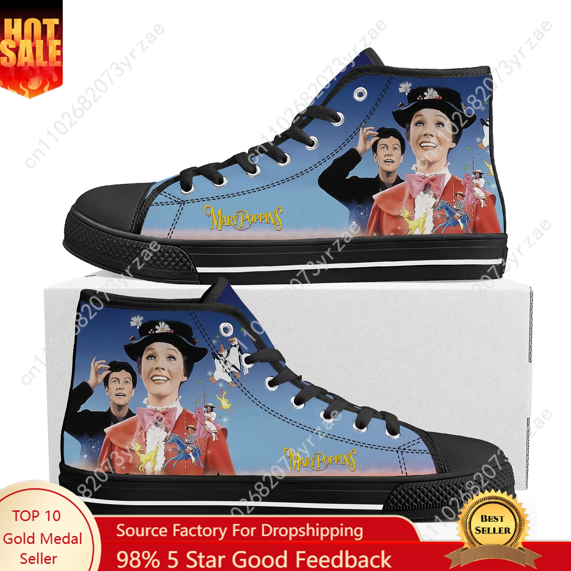 

Mary Poppins High Top Sneakers Men Women Teenager High Quality Fashion Trend Canvas Sneaker Built Casual Couple Custom Shoe