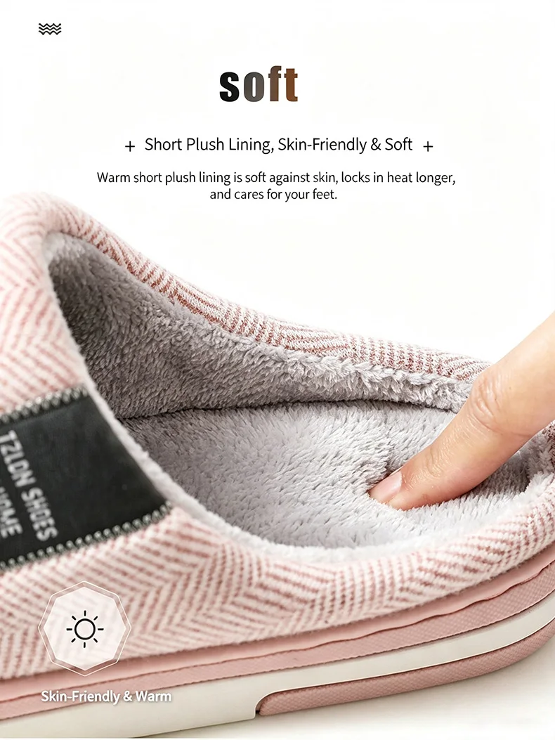 Herren Winter-Hausschuhe mit geschlossener Zehenpartie, flauschigem Fleecefutter, warm, zum Hineinschlüpfen, rutschfest, dicke Sohle, gemütliche Schuhe für Damen und Senioren – Detail 6
