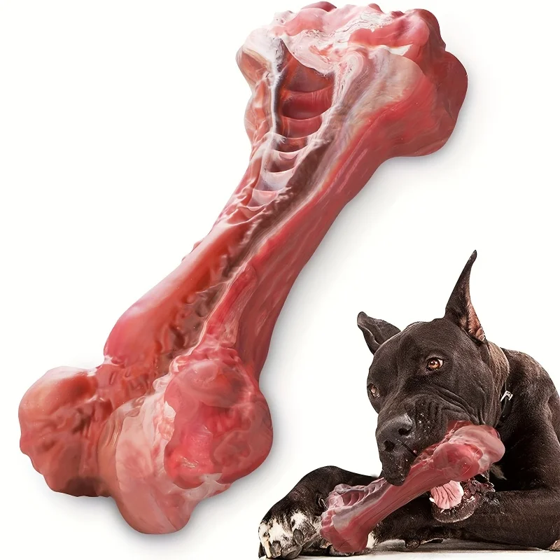 Silicone Durable Dog Chew Bone Unbreakable NoToxic Natural Rubber Toy for Aggressive Chewers Interactive Teeth Cleaning Suitable