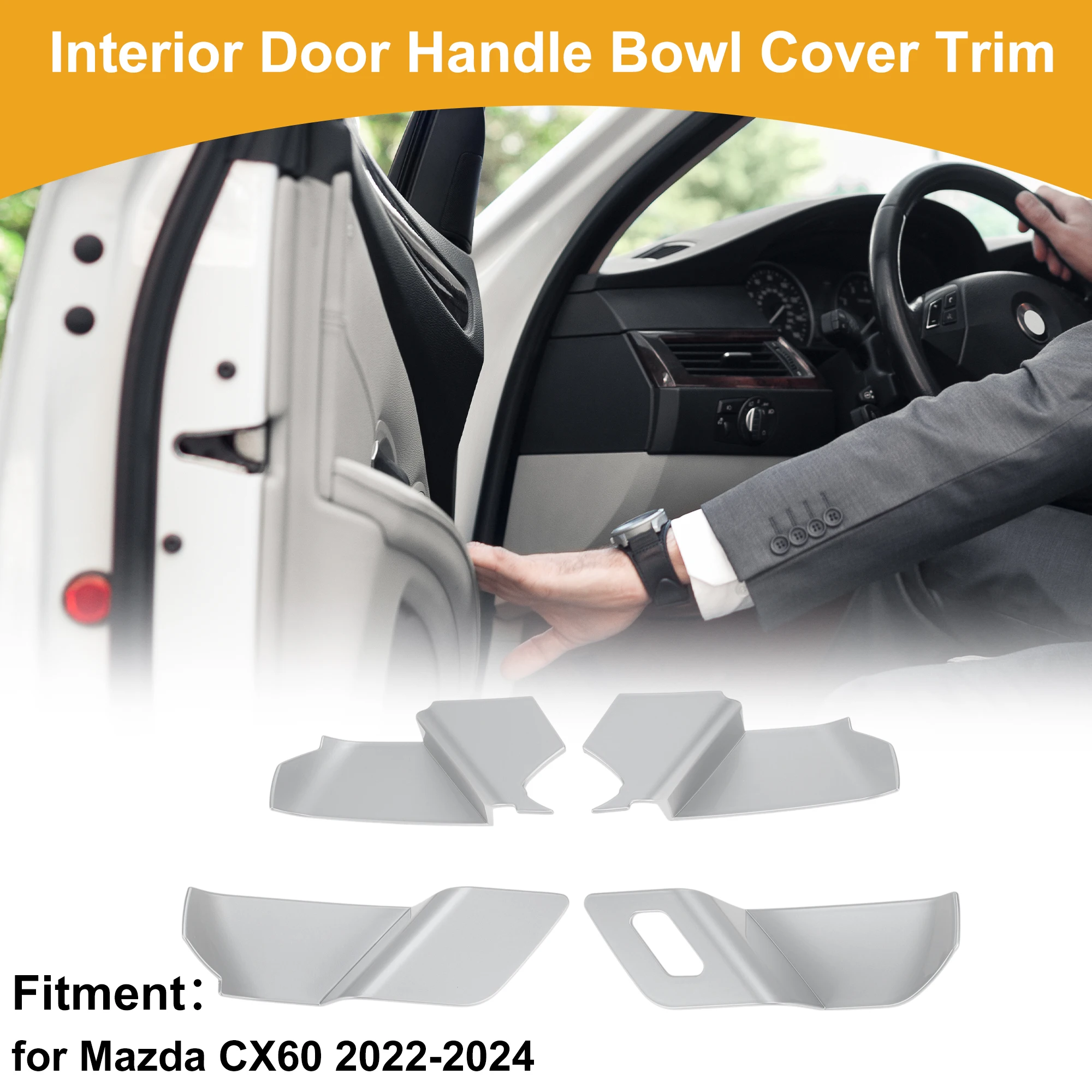 

UXCELL внутренняя дверная ручка, накладка чаши для Mazda CX60 2022-2024, серебристый тон