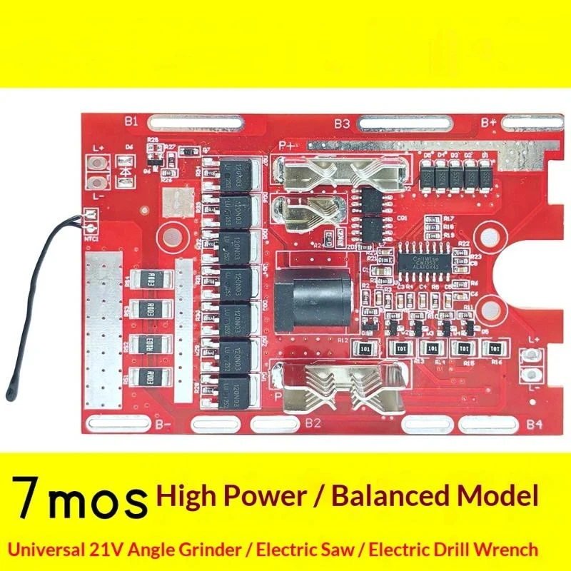 [1Pcs Li-battery Protection Board 21V 7MOS For Electric Tools With Balancing Circuit And Temperature Protection]