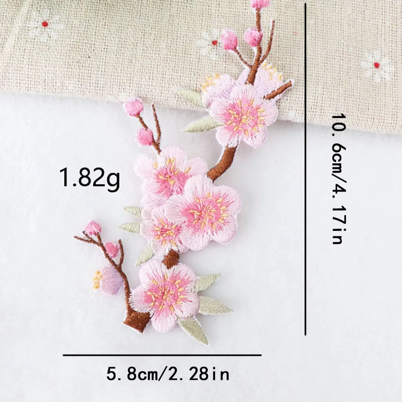 6pcs -6 different peach blossom branch embroidery stickers