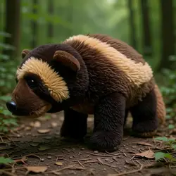 Simulated Animal Wolverine Brown Wolf Bear Gulo Mustelidae Wild Nature Zoo Model Plush Toy Stuffed Doll Boy Girl Travel Gift
