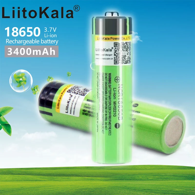 Hot LiitoKala 34B Ponited 3.7V 18650 3400mah New Original NCR18650B 3000 3400 Rechargeable Li-ion battery for for Flashlight