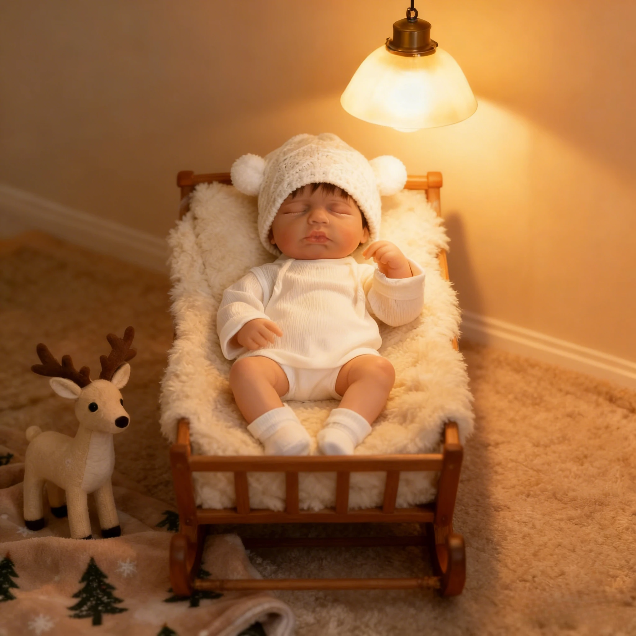 48cm 실물 같은 신생아 리본 인형 루루, 부드러운 촉감, 3D 피부 페인팅, 눈에 띄는 정맥, 다층 구조의 포근한 아기 인형