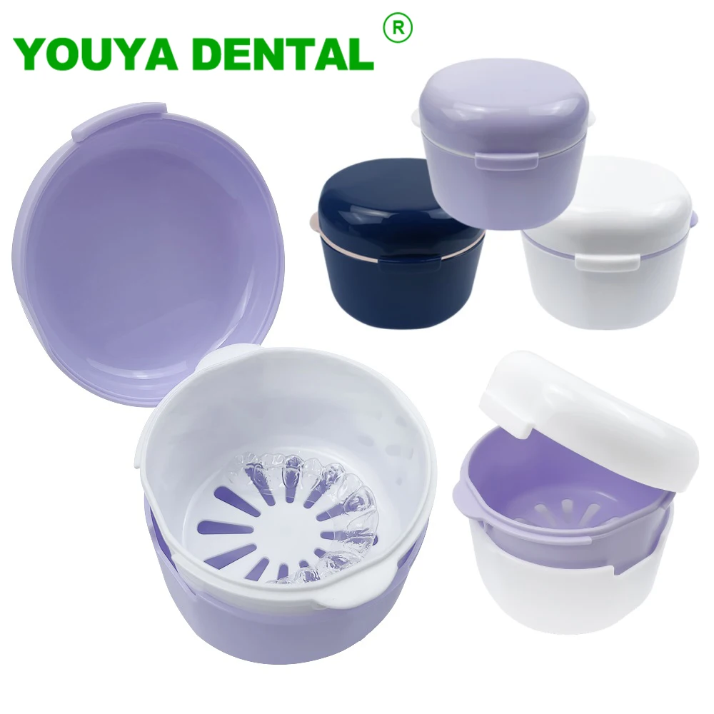 Orthodontic Retainer Braces Storage Box Soaking Invisible Teeth Denture Cleaning Case Double Layer Hollow Drain Dental Organizer