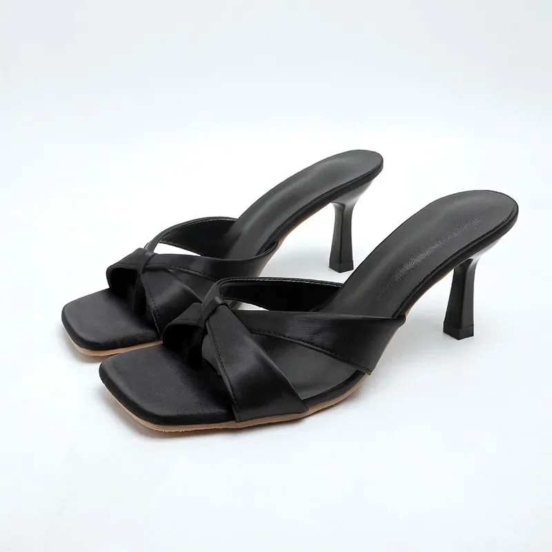 

Woman Heels Slippers Sexy Elegant High Heel Shoes Outdoor Casual Pumps Open Toe Ladies Mules Women Shoes Green Red Black Sandals