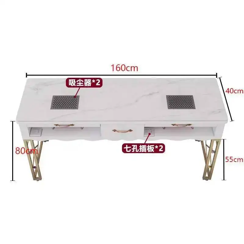 Table Furniture Light Manicure Salon Luxury Nail For Beauty Salon Professional Manicure Table Double Layer Upscale Nail Tables - Image 5