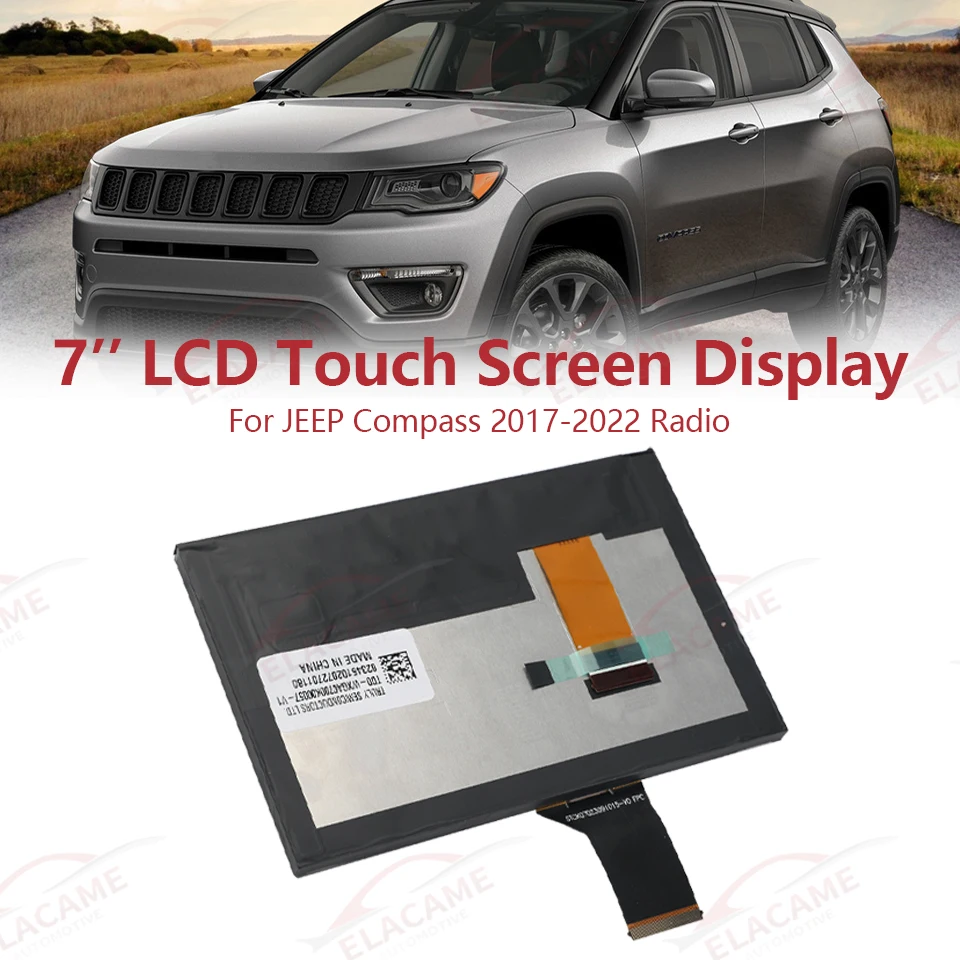 

7Inch 40Pins Car LCD Screen Display Glass Digitizer Panel for 2017-2019 Jeep Compass TDO-WXGA0700K00057-V1 TDO-WXGA0700K00033-V2