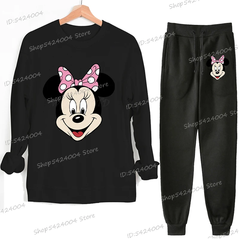 جديد ميني ماوس طباعة المرأة موضة ملابس رياضية غير رسمية في الهواء الطلق السراويل البلوز 2 قطعة مجموعة فضفاضة ميني ملابس رياضية نسائية البدلة #2