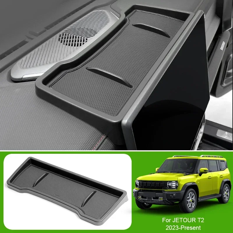 

ABS Car Armrest Box Storage For JETOUR T2 2023-2026 Wireless Charging Mat Auto Lower Central Control Organizer Tray Door Barrel