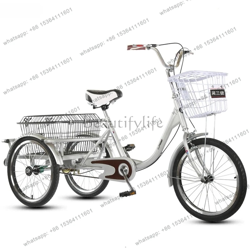 Three-Wheel Bicycle for Elderly, Adult Pedal-Assisted Three-Wheel Vehicle