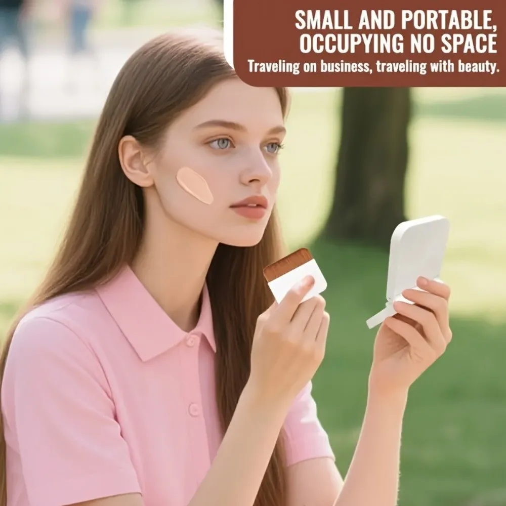 Portable Ultra-thin Compact Foundation Brush With Mirror Beauty Tools Foundation Brush No Trace Foldable Flat-head Makeup Brush