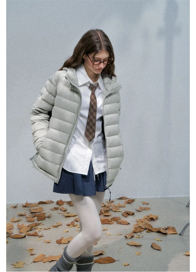 Lightweight Puffer Jacket Women Slim Fit Quilted Thin Winter Coat Hooded Casual Warm Inner Down Outerwear Cotton Parkas куртка