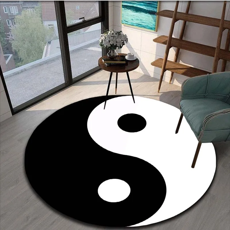 Yin Yang Tai Chi Round Carpet for Living Room Rugs Kid Carpet Soft Non-slip Floor Mat for Bedroom Carpet Tapis 5 Sizes Area Rug