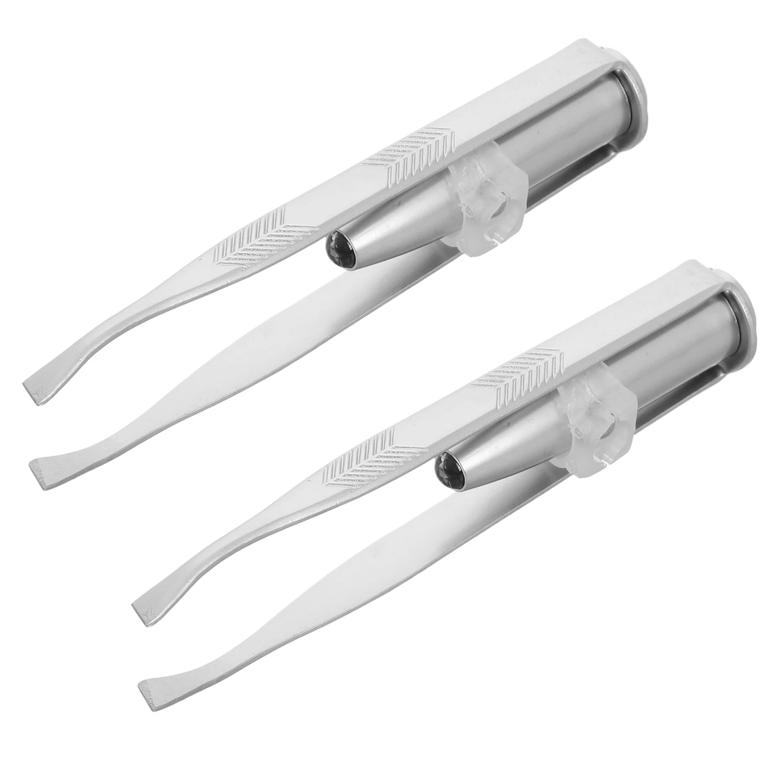 2Pcs Precision LED Eyebrow Tweezers Stainless Steel Illuminated Brow Shaper for Women Men Facial Grooming Tools