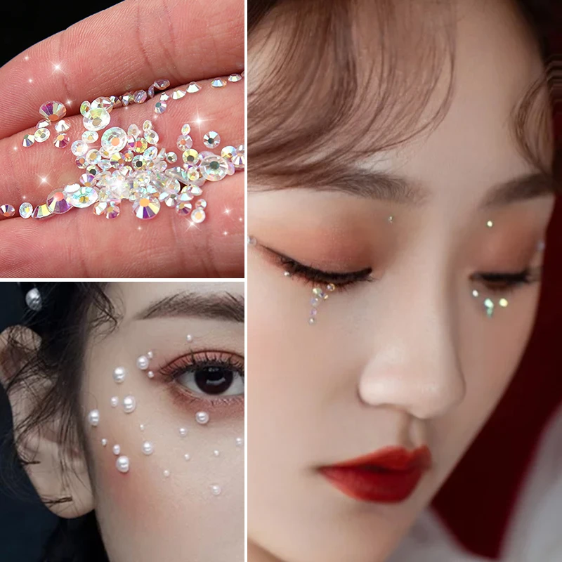 1PC Self-adhesive Eyes Tears Makeup Bright Diamond Pearl Rhinestone Sticker Stage Bright Crystal Party DIY Face Makeup Stickers