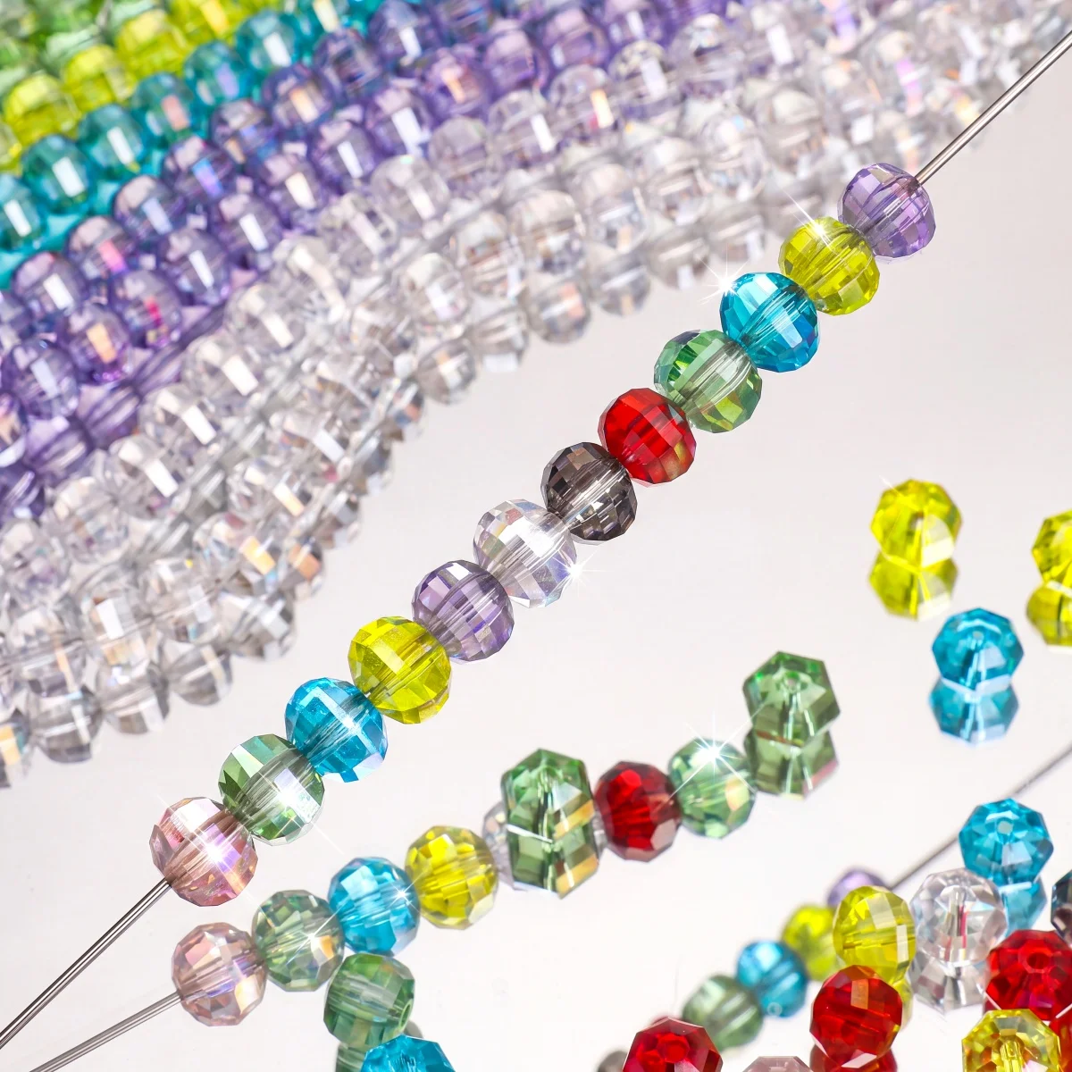 10/30pcs 8x6mm Faceted Crystal Rondelle Beads AB Color Glass Watermelon Beads For DIY Bracelet Necklace Jewelry Making Materials