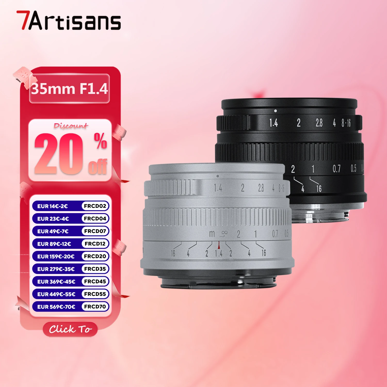 7artisans APS-C 35mm F1.4 Grande Ouverture Portrait Premier Objectif pour Appareil Photo avec Sony E Nikon Z Fujifilm XF IL RF EOS-M M43 Mount