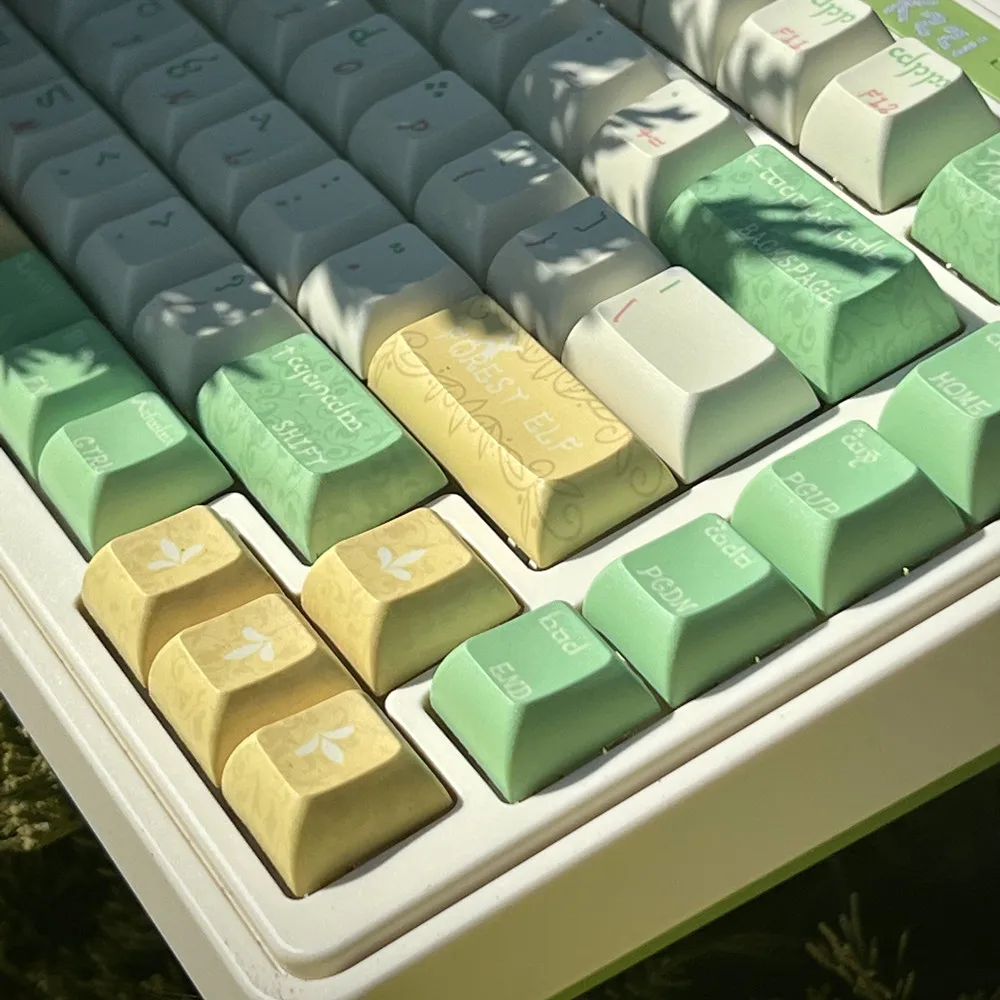 Keycap personalizado Hada del bosque 140 teclas leche verde KCA perfil PBT tinte sublimación ISO Enter ANSI para teclado mecánico MX Switch