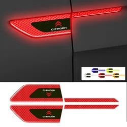 Cinta reflectante de advertencia de seguridad para coche, Protector de puerta, parachoques, Reflector seguro, pegatinas Rojas, para Citroen C4, C1, 1 par