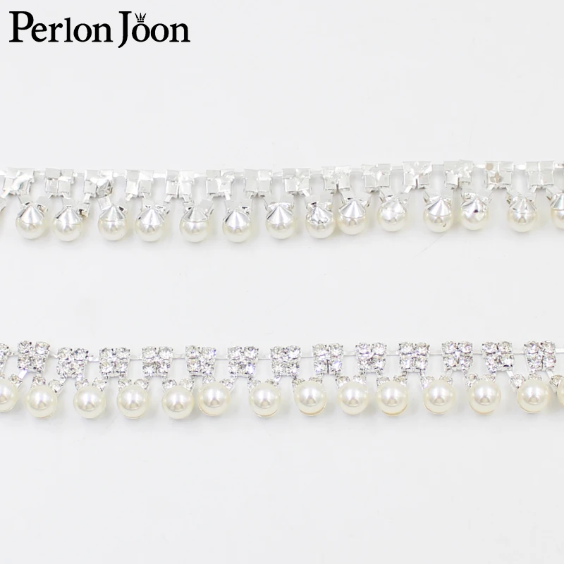 pearl tassel rhinestone trim  pearl pendant trim chain Used for bridal wedding dresses, shoe accessories ML054