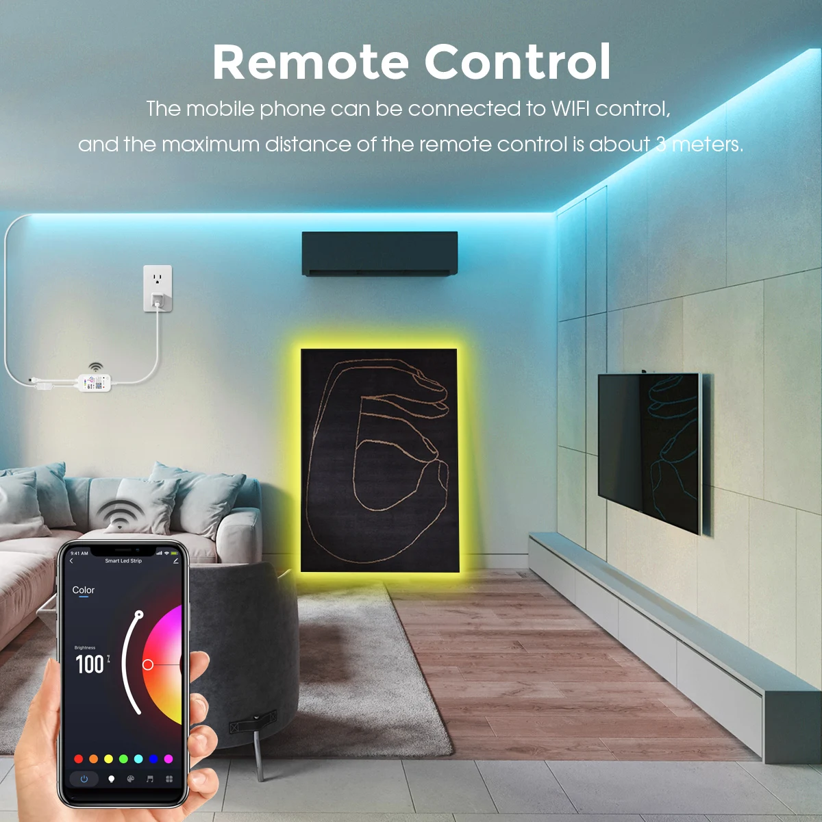 DC5V Tuya APP Wifi LED RGB Controller and Remote，Work With Alexa and Google home For 5V 4 Pin RGB LED Strip and RGB Neon Strip