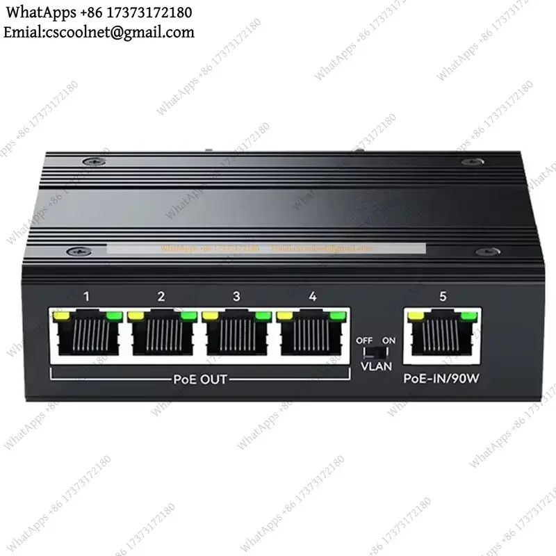 JS02 Gigabit BT 90W PoE Repeater Extender 1 to 4 Port DIN Rail Aluminum Alloy