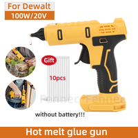 Cordless Electric Handheld Hot Glue Gun Hot Melt Gun Welding Anti-scald Nozzle with 10 Glue Stick for Dewalt Without Battery