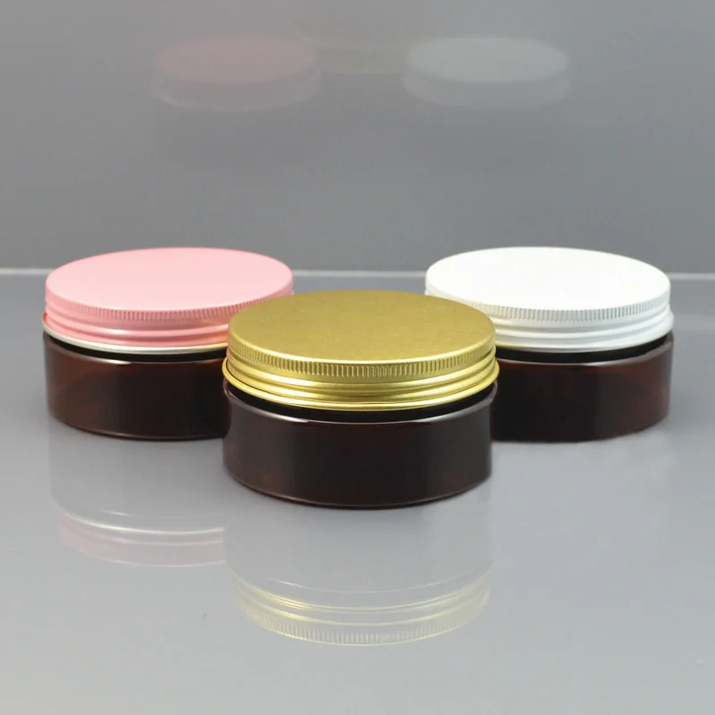 

80G brown plastic PET bottle/pot/jar with few color lid serum essence/mask/cream/moisturizer/wax/gel cosmetic packing skin care