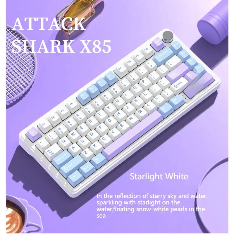 

Attack Shark X85 RGB Tri-mode Wireless Mechanical Keyboard Bluetooth Hot Pluggable Game Customized Backlight Keyboard with Knob