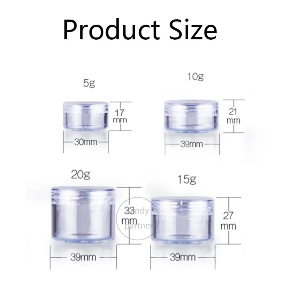 Frascos vacíos de plástico transparente con tapa, recipientes redondos portátiles para muestras de cosméticos, Mini frascos de viaje para